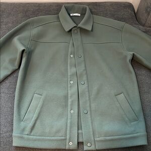 Zara Green Lightweight Shirt Jacket with Classic Collar